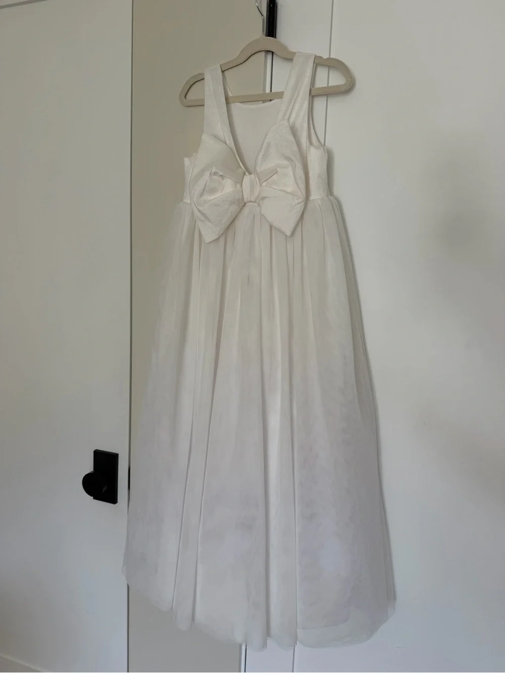 Show Me Your MuMu Girls' White Satin & Tulle Flower Girl Dress